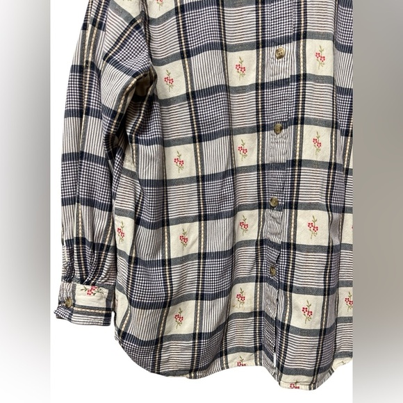 Vintage floral plaid flannel button down shirt - Picture 3 of 4